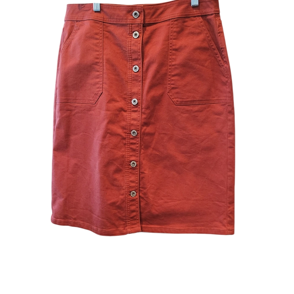Liz Claiborne Rust Button-Front Pencil Skirt